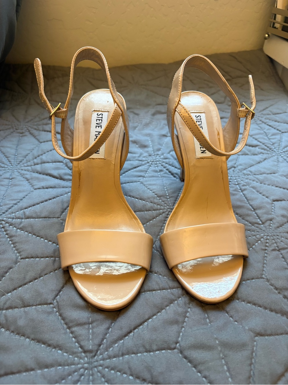 Steve Madden Nude Tan High Heel Ankle Strap Sandals - Picture 3 of 4